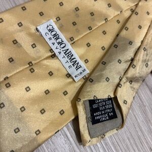 Giorgio Armani Gold Silk Tie with Square Motif